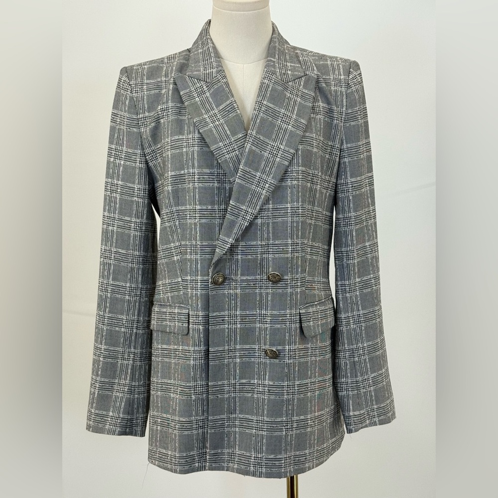 Zara Basic Collection Gray Checkered Micro Plaid … - image 2